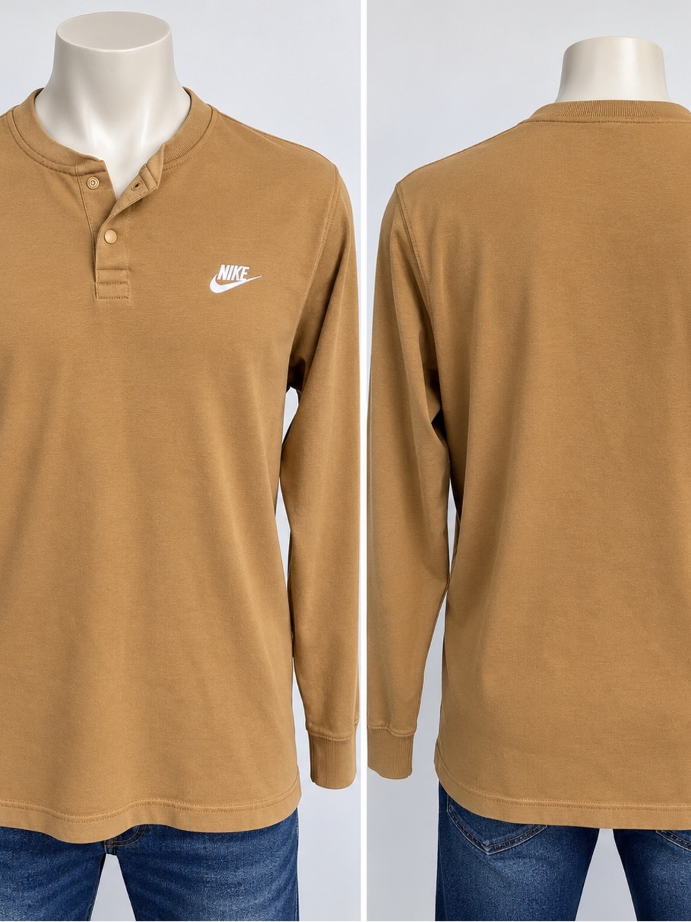 16562. Nike Men’s Long-Sleeve Henley Shirt - Camel Brown
